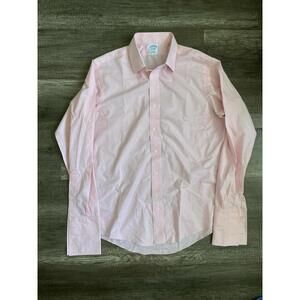 Brooks Brothers 1818 Dress Shirt Sz 16-35 Large Extra Slim Fit L/S Solid Pink